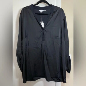 NWT Calvin Klein Black Roll Up Sleeve Top Size 2X